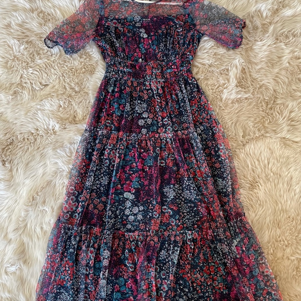 Maeve by Anthropologie ruched floral maxi dress